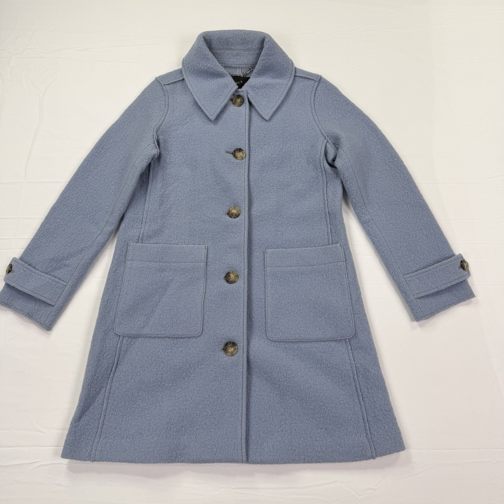 J.Crew Lady Coat Italian Boiled Wool Blue Size 4 AQ257 100% Wool